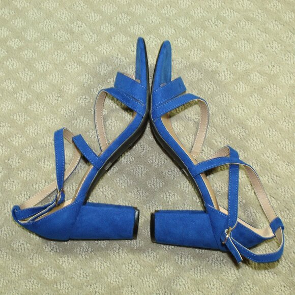 NWOT Dream Pairs Women's 9 Royal Blue Criss Cross Straps 3" Chunky Heels - Picture 3 of 7